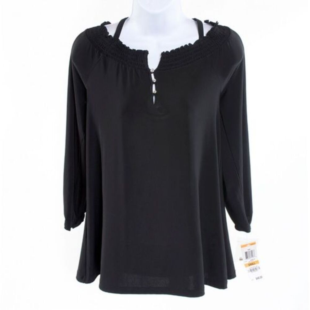 INC Black Off-the-Shoulder Stretch Boho Top NWT - Size Small